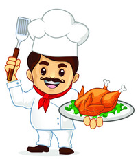 chef mascot cartoon in vector