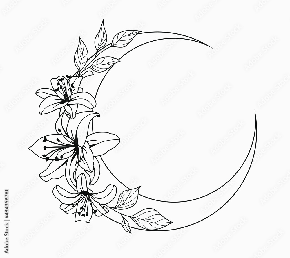 Crescent Moon and Floral Tattoos That Shine