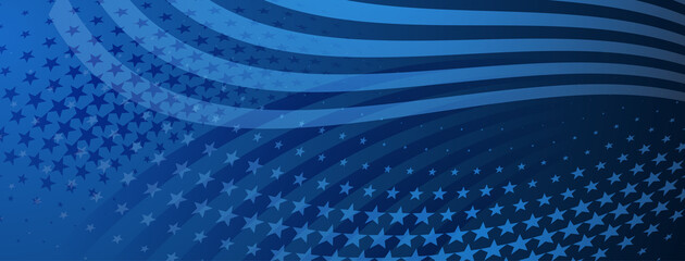 Wall Mural - USA independence day abstract background with elements of american flag in blue colors