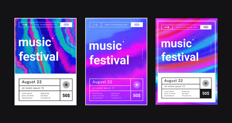 Poster - Abstract colorful Music Festival poster vector design. Modern bright vibrant color background. Liquid Marble splash of paint texture.