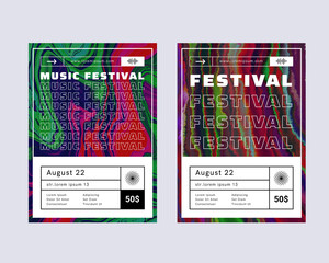 Poster - Abstract colorful Music Festival poster vector design. Modern bright vibrant color background. Liquid Marble splash of paint texture.