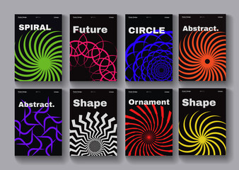 Poster - Set of minimalist posters with abstract circle shapes. Meta modern covers. Swiss design pattern. Futuristic geometric composition. Bauhaus monochrome artwork.
