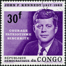 CONGO - 1964: Shows Portrait Of John Fitzgerald Kennedy (1917-1963), 35th President Of The United States, 1964
