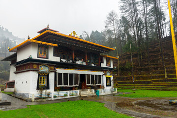 beautiful lachung monastery at small village of north sikkim.