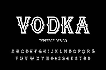 Poster - classic lettering, alphabet font, gray and white style background, typeface vector design