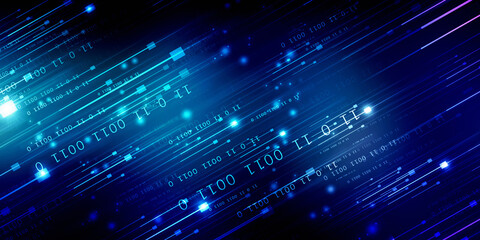 Poster - 2d illustration abstract digital binary data on computer screen