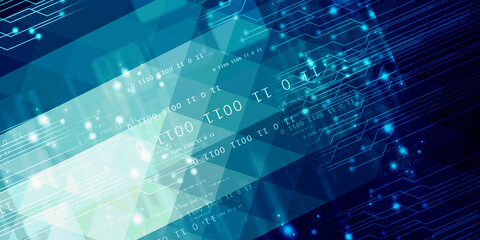 Poster - 2d illustration abstract digital binary data on computer screen