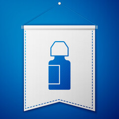 Sticker - Blue Eye drop bottle icon isolated on blue background. White pennant template. Vector