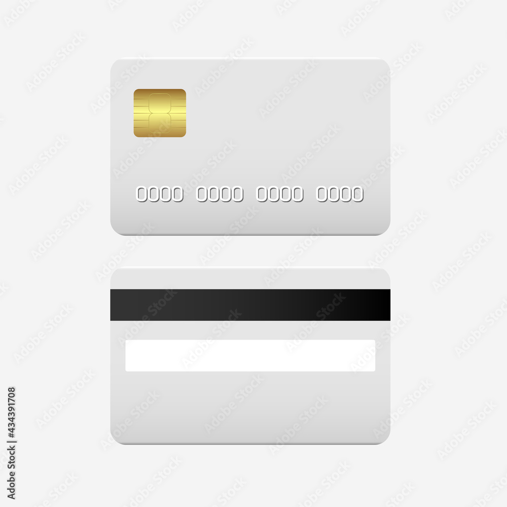 Credit plastic card. White credit card, vector illustration isolated on ...