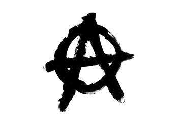 Poster - black symbol of anarchy is isolated against a white background