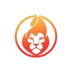 Canvas Print - Lion fire vector logo design template. Creative lion fire or lion flame logo design concept. 