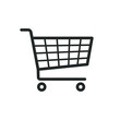 © Antti - Shopping cart icon symbol. Flat shape trolley web store button. Online shop logo sign. Vector illustration image. Black silhouette isolated on white background.
