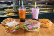 Delicious choices of breakfast bagel sandwiches, boba drinks, and donuts to satisfy that sweet tooth.