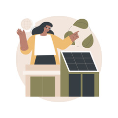 Poster - eco house abstract concept vector illustration. environmentally low-impact home, ecohome technology,