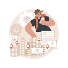 Poster - smart destinations project abstract concept vector illustration. city tags, digital travel, tourist 