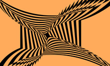 Black Pattern With Optical Illusion On Orange Background Modern Design Concept