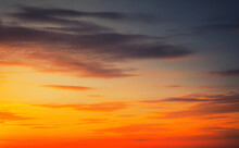 Beautiful Fiery Orange Sunset Sky As Background