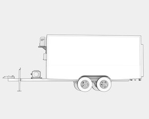 Canvas Print - Refrigerated trailer isolated on background. 3d rendering - illustration