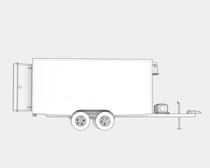 Canvas Print - Refrigerated trailer isolated on background. 3d rendering - illustration