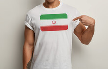 Iran Flag On White Man T-shirt