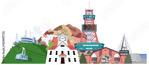 北海道観光地集合イラスト Tapeta