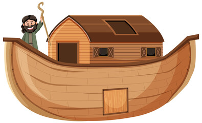 Wall Mural - noah standing alone on his ark isolated on white background