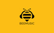 Bee logo forms a headset as a symbol of music with yellow color