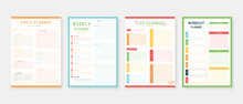 Modern Planner Template Set. Set Of Planner And To Do List. Monthly, Weekly, Daily Planner Template. Vector Illustration.