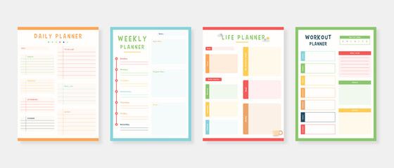 Wall Mural - Modern planner template set. Set of planner and to do list. Monthly, weekly, daily planner template. Vector illustration.