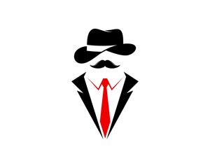 Wall Mural - Gentle man hat with mustache and tuxedo