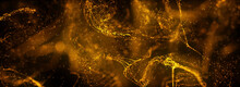 Abstract Gold Particular Background With Gold Light And Line Background, Gold Glowing Light Effect Background.