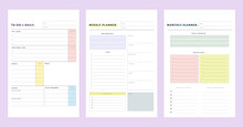 3 Set Of Minimalist Planners. Today, Weekly, Monthly Planner Template. Simple Printable To Do List. Business Organizer Page. Paper Sheet. Realistic Vector Illustration.