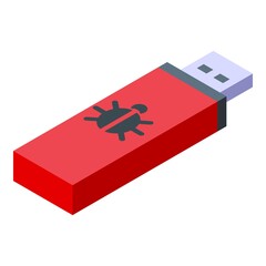 Poster - Malware stick icon. Isometric of Malware stick vector icon for web design isolated on white background