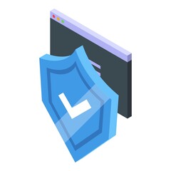 Poster - Antivirus shield icon. Isometric of Antivirus shield vector icon for web design isolated on white background