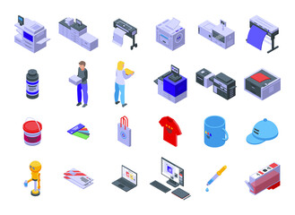 Poster - Digital printing icons set. Isometric set of digital printing vector icons for web design isolated on white background