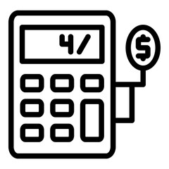 Poster - Cash calculator icon. Outline Cash calculator vector icon for web design isolated on white background