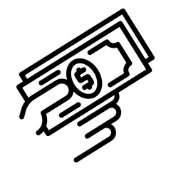Poster - Hand cash icon. Outline Hand cash vector icon for web design isolated on white background