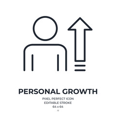 Personal growth and development concept editable stroke outline icon isolated on white background flat vector illustration. Pixel perfect. 64 x 64.