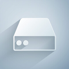 Poster - Paper cut Server, Data, Web Hosting icon isolated on grey background. Paper art style. Vector