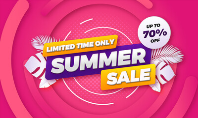 Wall Mural - Realistic Pink Gradient Summer Sale Banner Design