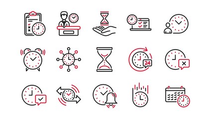 Poster - Time line icons. Calendar, Time management and Delivery. Hourglass linear icon set. Linear set. Quality line set. Vector