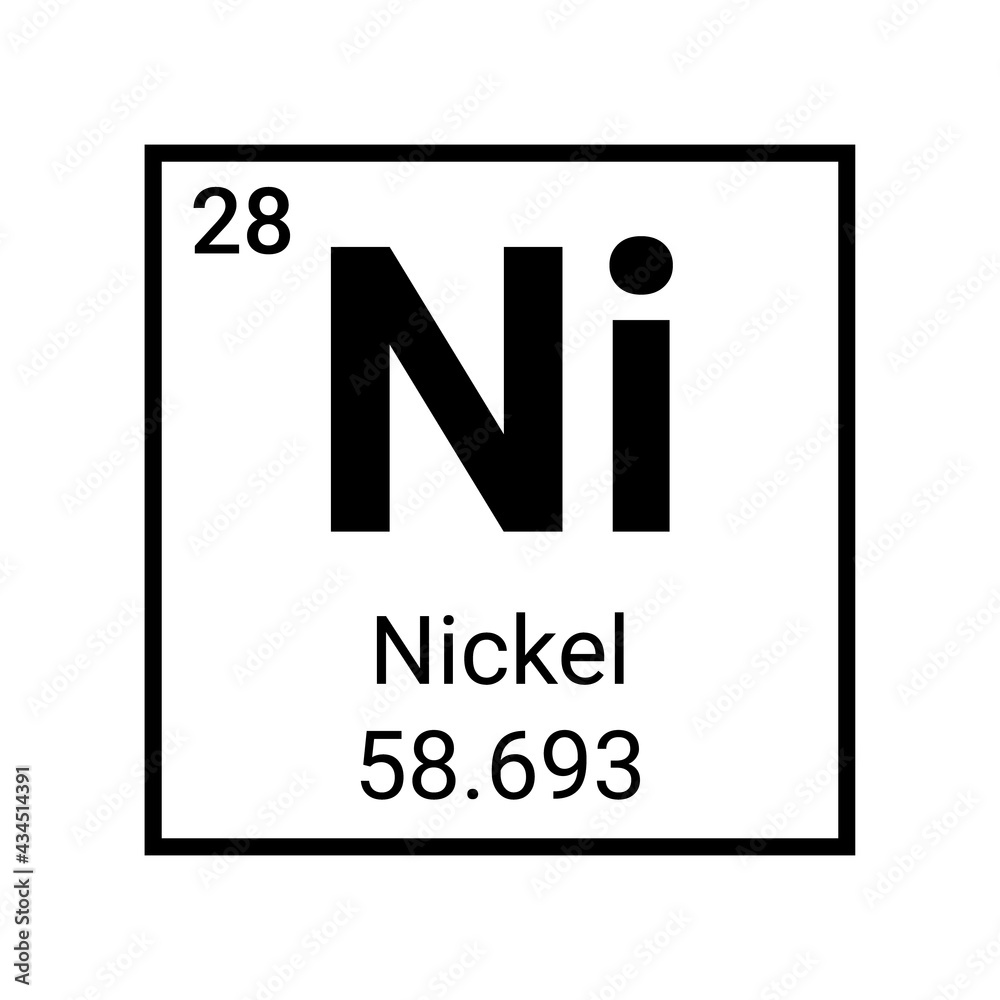 Nickel element periodic table chemical atom icon. Chemistry nickel vector  symbol Stock Vector | Adobe Stock, image size:1000x1000