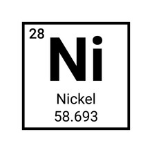 Nickel Element Periodic Table Chemical Atom Icon. Chemistry Nickel Vector Symbol