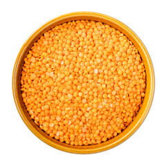 Wall Mural - hulled red lentils in round bowl cutout on white