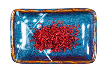 natural saffron threads on plate cutout