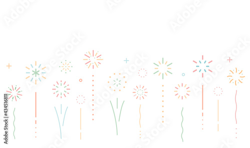 花火の背景 花火大会 打ち上げ花火 フレーム テンプレート アイコン シンプル イラスト 素材 夏 Wall Mural Yugoro