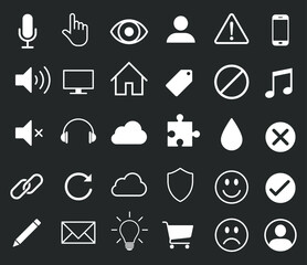 Aufkleber - Web interface and application icon collection. Internet page and website vector symbol sign set.
