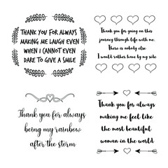 Canvas Print - Set of vector quotes about love and Romantic feeling. Design elements for Valentine's day
