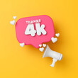 4 thousand followers social media thanks banner. 3D Rendering