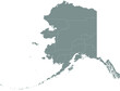 © Momcilo - Gray vector map of the Federal State of Alaska, USA with white borders of its boroughs and census areas